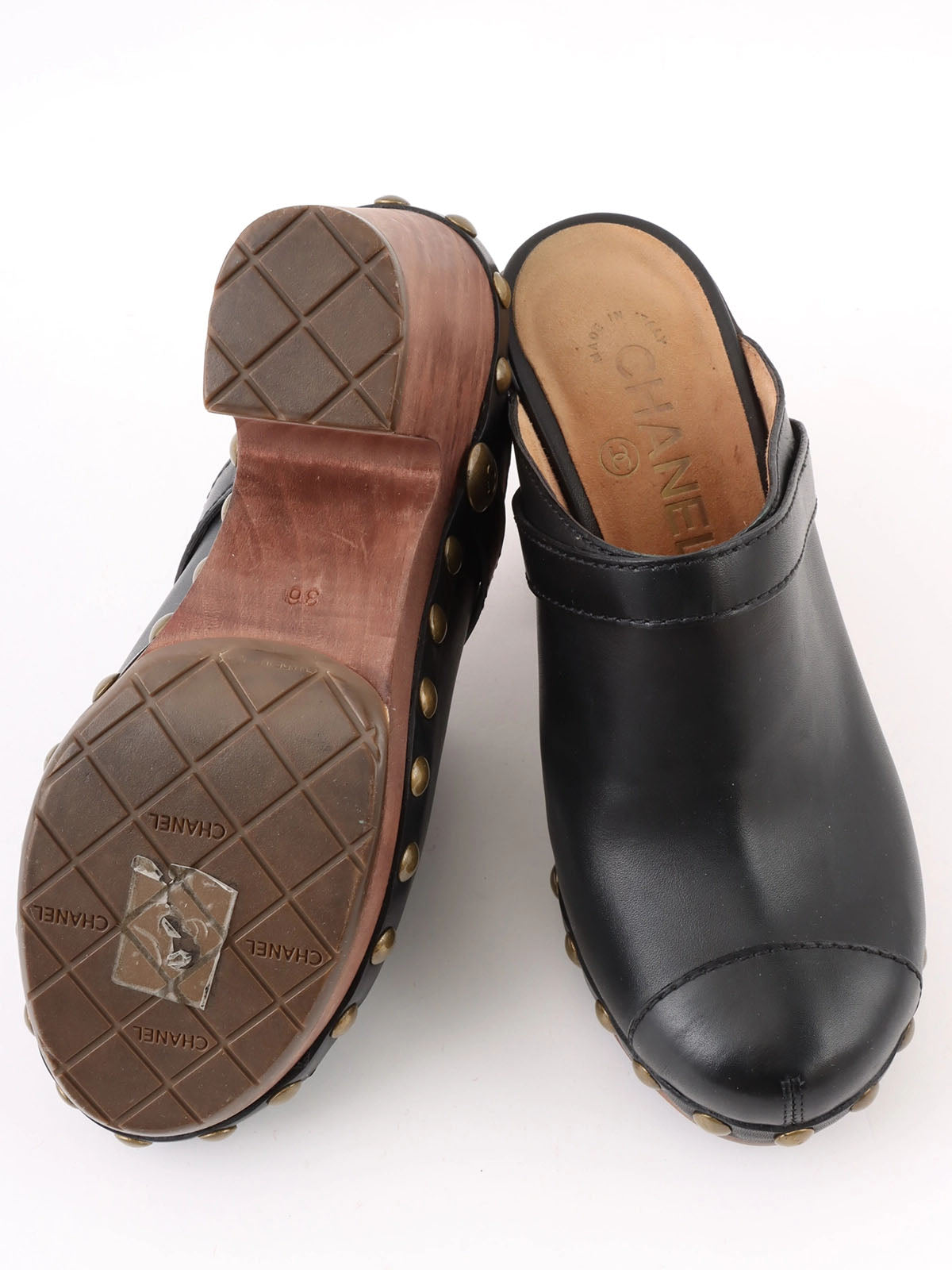 CC Mark Studded Clog Sandals Black
