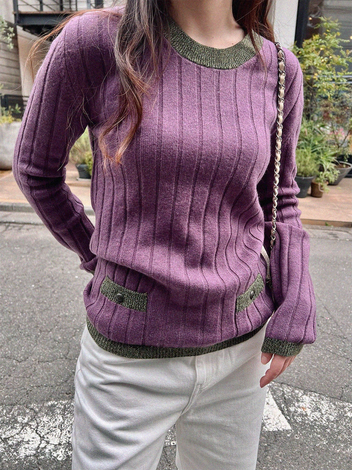 珍品 名作 80s-90s 襟付き パステルピンクニット セゾンドパピヨン SAISON DE PAPILLON 襟付きハイゲージ編み