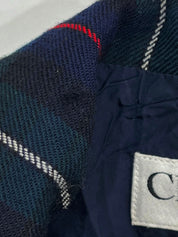 Wool check pattern jacket in green, navy, and multicolor