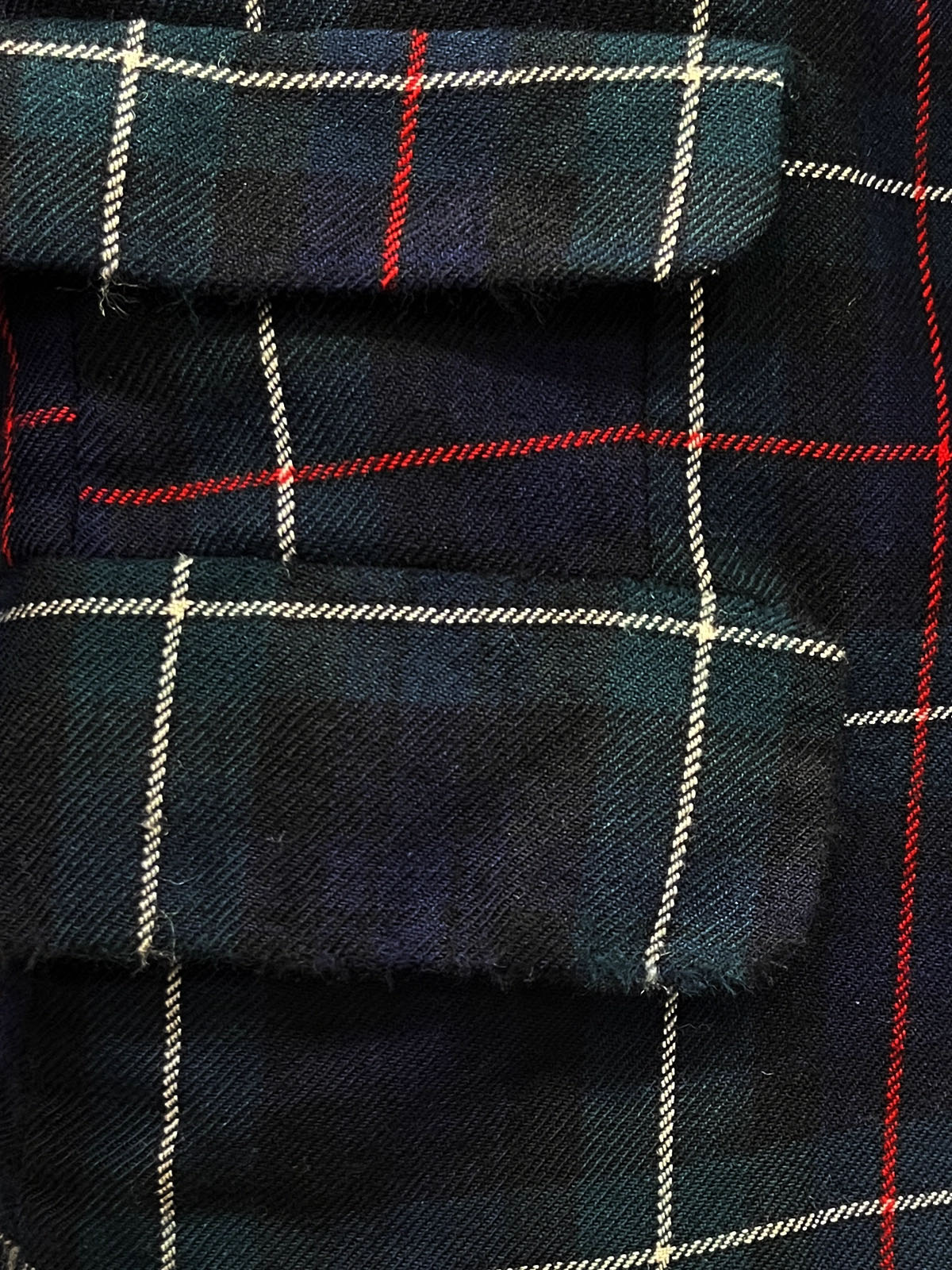 Wool check pattern jacket in green, navy, and multicolor