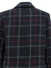 Wool check pattern jacket in green, navy, and multicolor