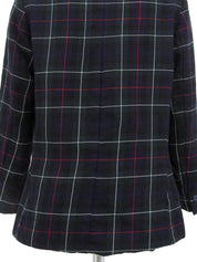 Wool check pattern jacket in green, navy, and multicolor