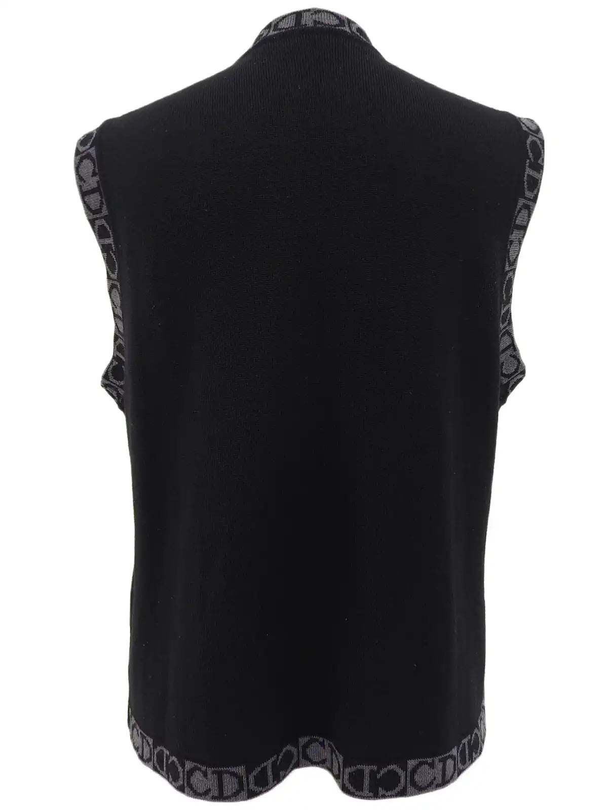 Logo Pattern Knit Vest in Black