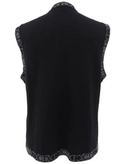 Logo Pattern Knit Vest in Black