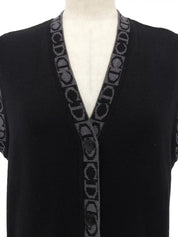 Logo Pattern Knit Vest in Black