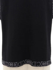 Logo Pattern Knit Vest in Black