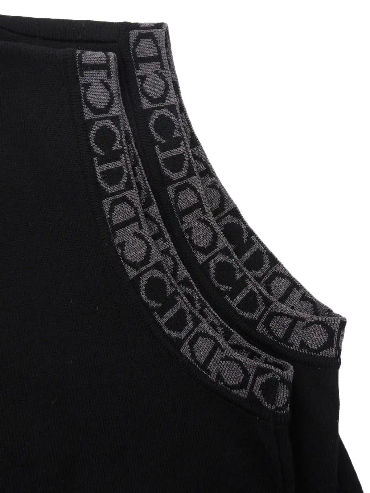 Logo Pattern Knit Vest in Black
