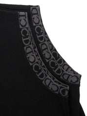 Logo Pattern Knit Vest in Black