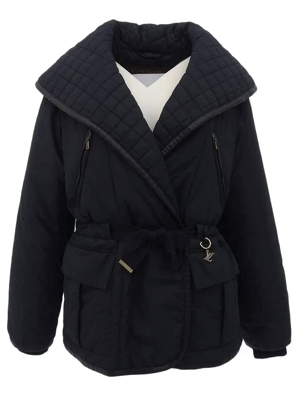 Monogram Embroidered Coat in Black