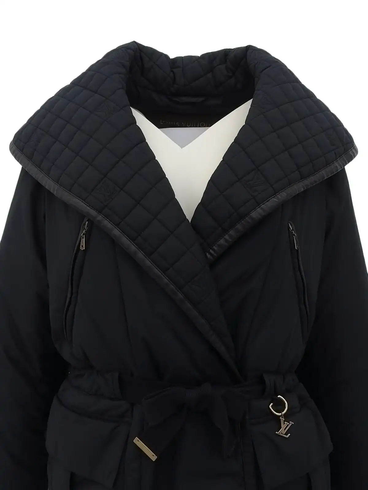 Monogram Embroidered Coat in Black