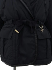 Monogram Embroidered Coat in Black
