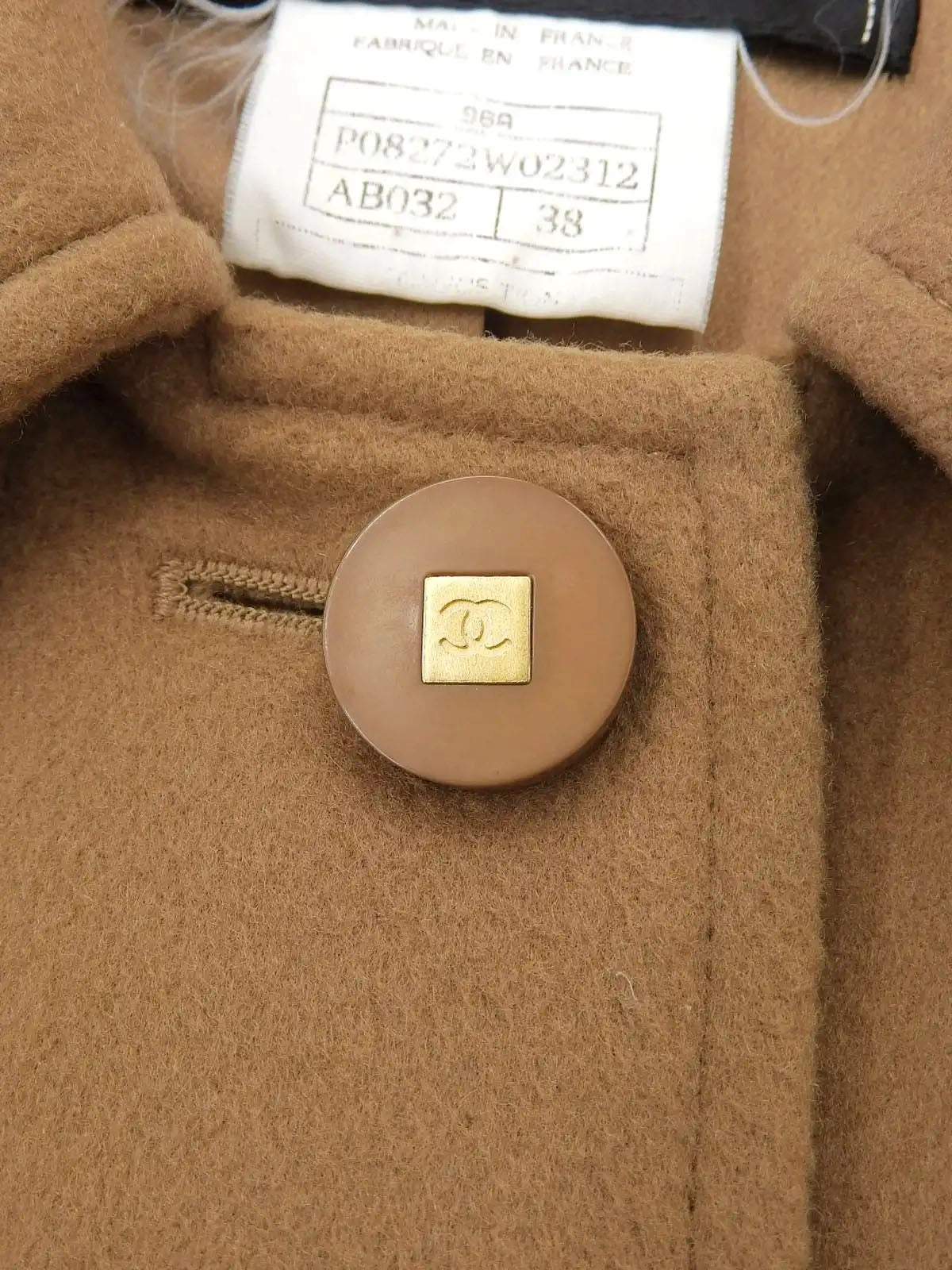 1996 羊绒 CC Mark 纽扣长款大衣,驼色