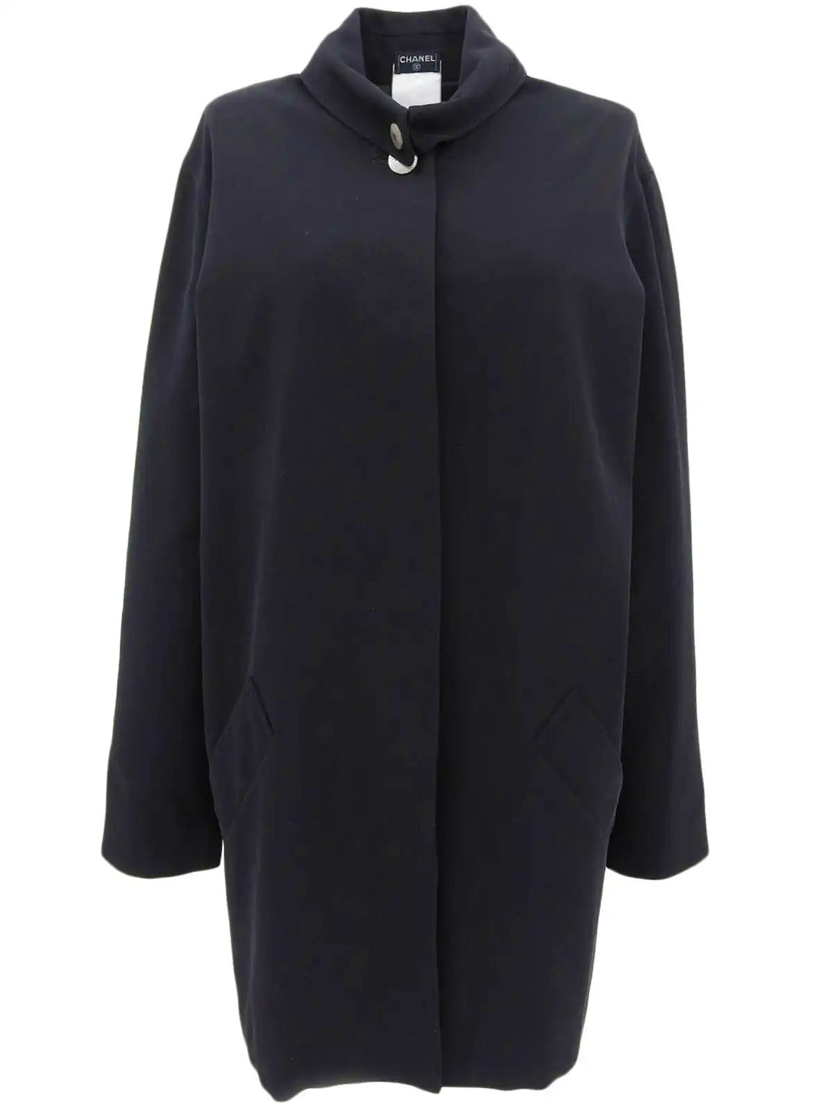 Wool logo button coat in black| VINTAGE QOO TOKYO