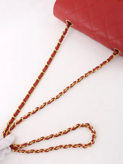 1995 Diana 翻盖链条包,22厘米,红色,鱼子酱色