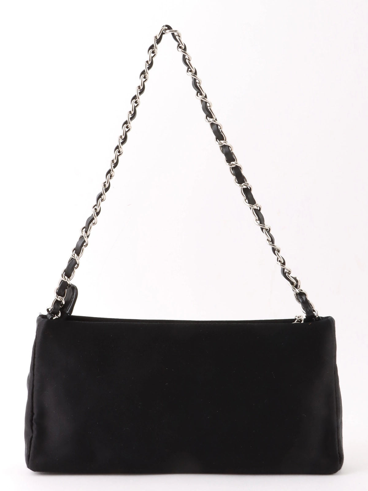 2004 Silk Satin Pearl CC Mark Chain Shoulder Bag Black
