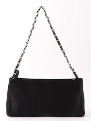 2004 Silk Satin Pearl CC Mark Chain Shoulder Bag Black