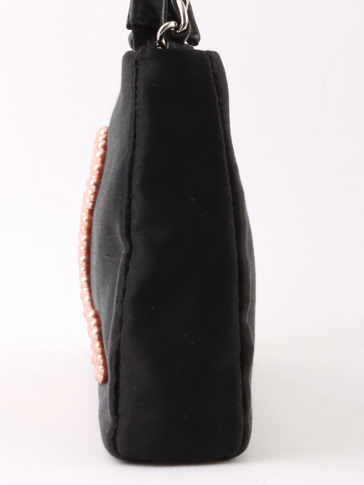 2004 Silk Satin Pearl CC Mark Chain Shoulder Bag Black