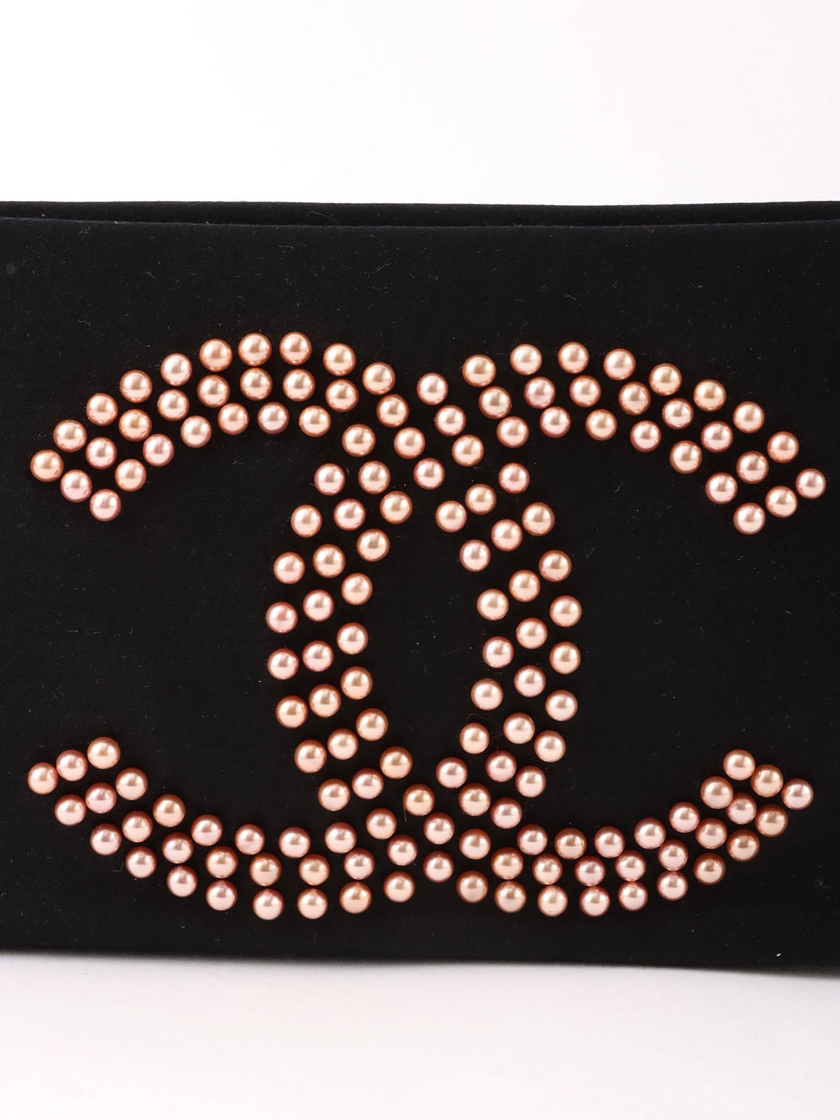 2004 Silk Satin Pearl CC Mark Chain Shoulder Bag Black