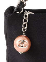 2004 Silk Satin Pearl CC Mark Chain Shoulder Bag Black