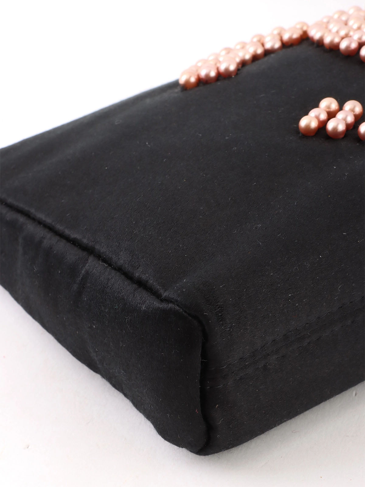 2004 Silk Satin Pearl CC Mark Chain Shoulder Bag Black