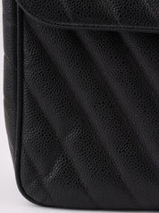 1992 Caviar Skin Chevron CC 旋转锁链大号黑色包