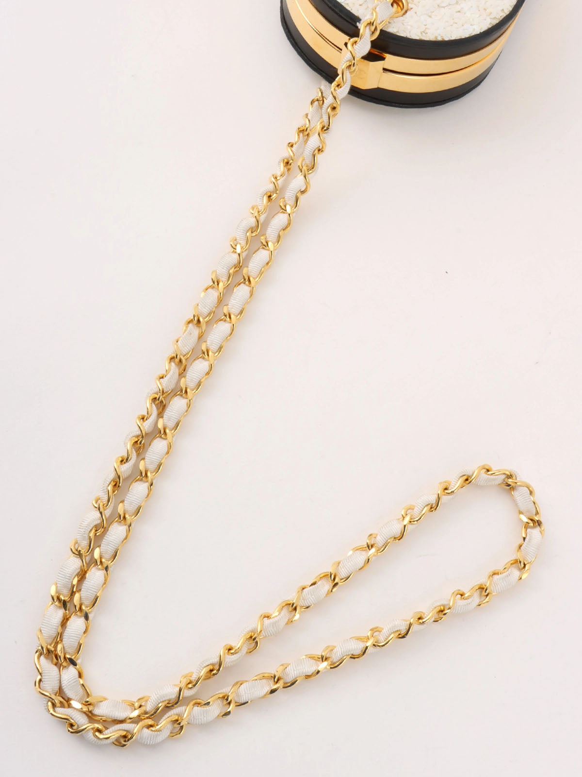 1990s Sequin CC Mark Clasp Chain Shoulder Bag Aurora