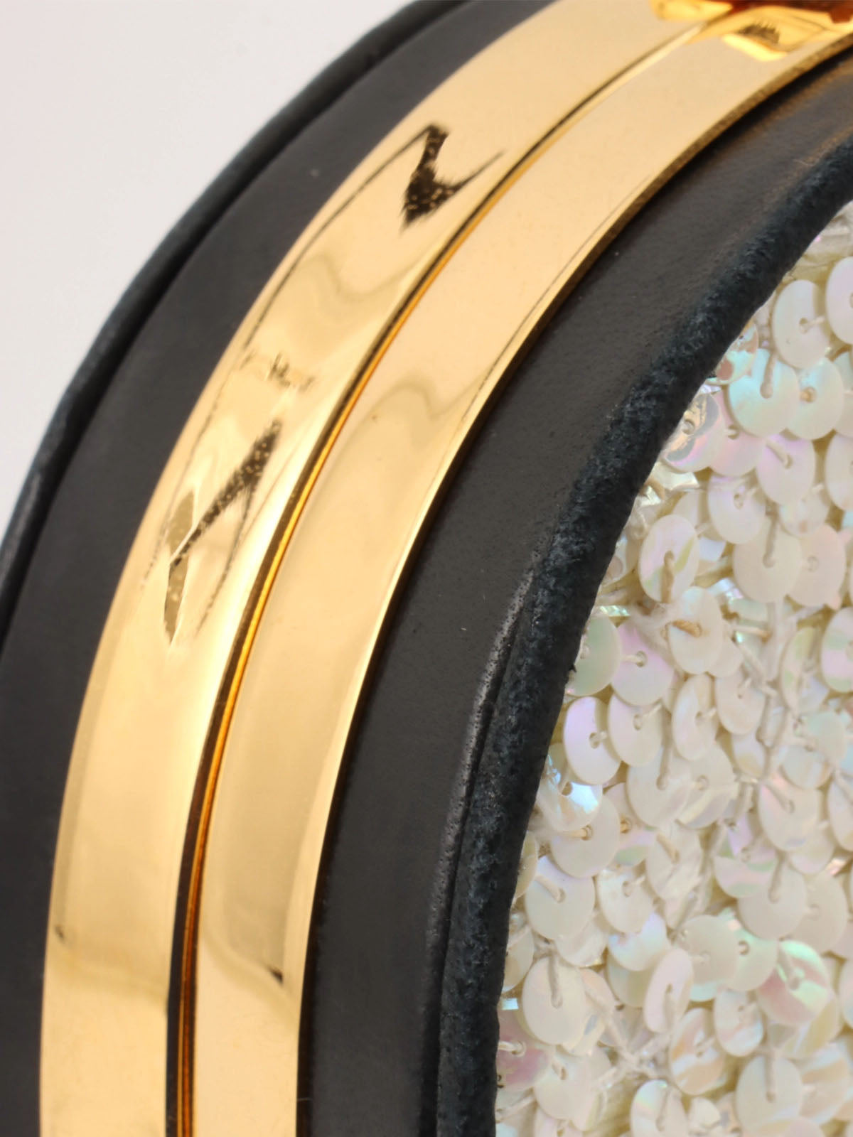 1990s Sequin CC Mark Clasp Chain Shoulder Bag Aurora