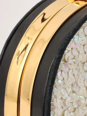 1990s Sequin CC Mark Clasp Chain Shoulder Bag Aurora