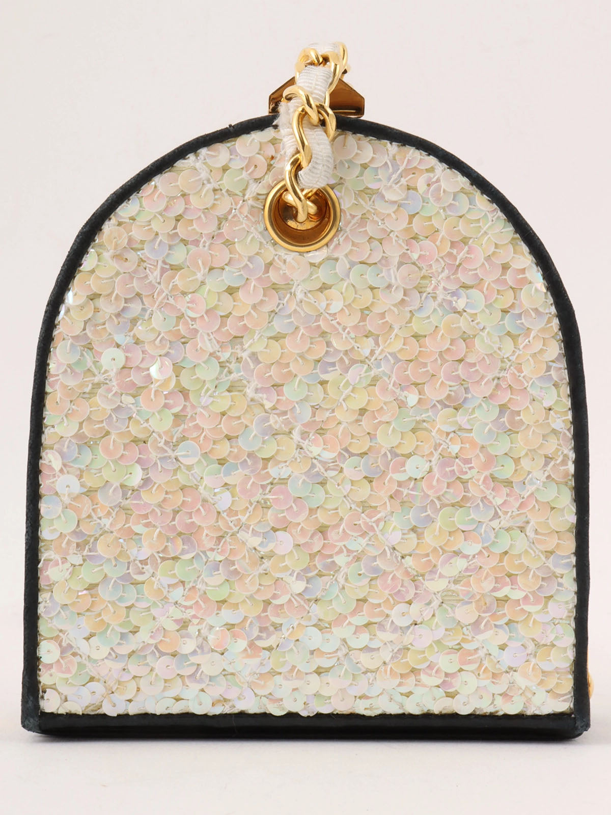 1990s Sequin CC Mark Clasp Chain Shoulder Bag Aurora