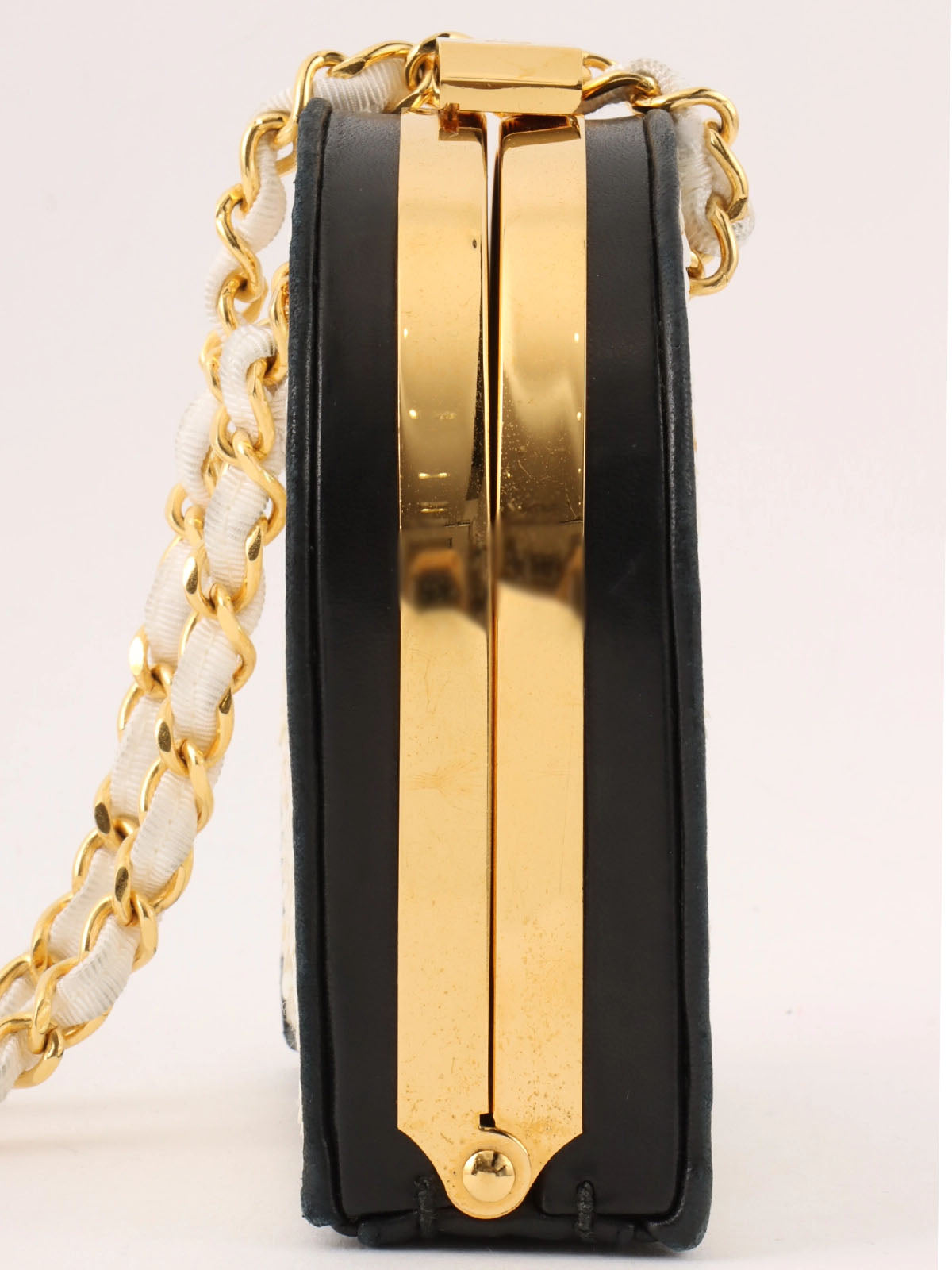 1990s Sequin CC Mark Clasp Chain Shoulder Bag Aurora
