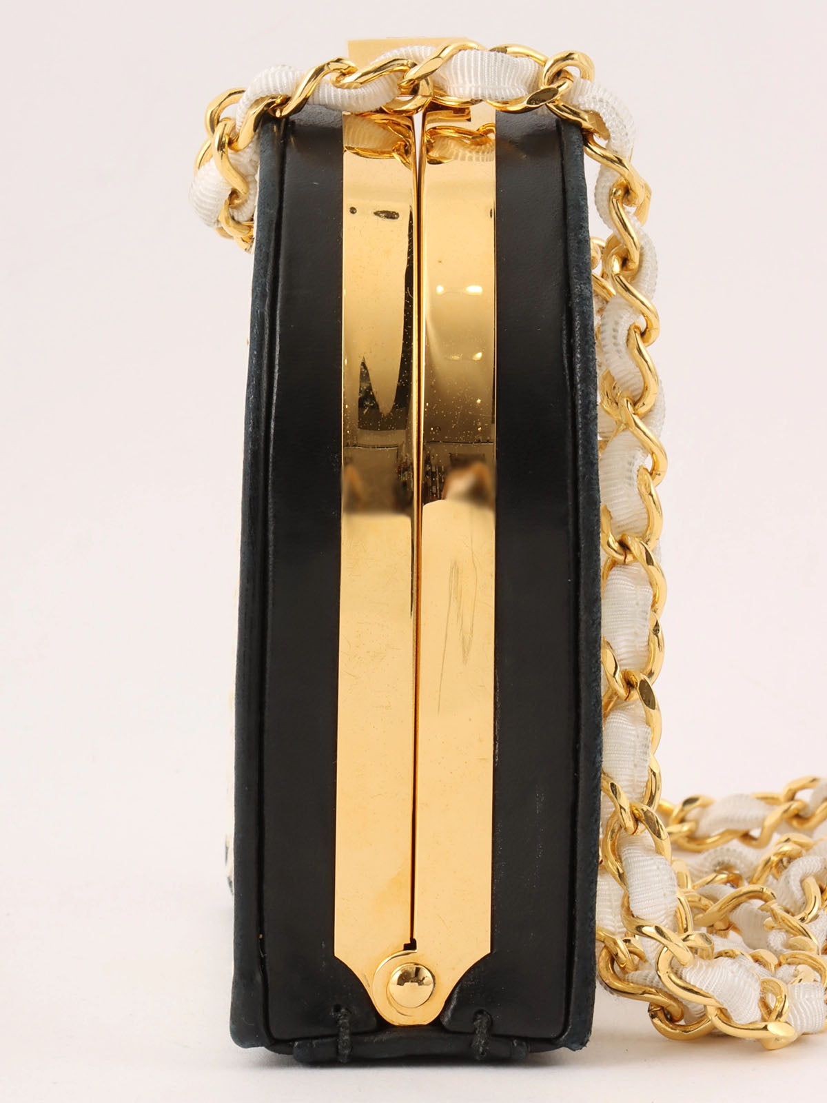 1990s Sequin CC Mark Clasp Chain Shoulder Bag Aurora