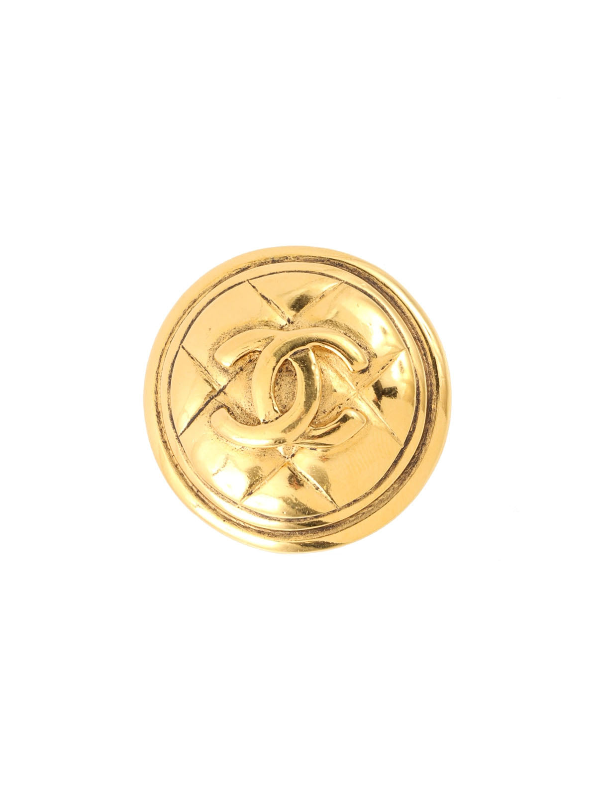 圆形绗缝 CC 标记金色胸针