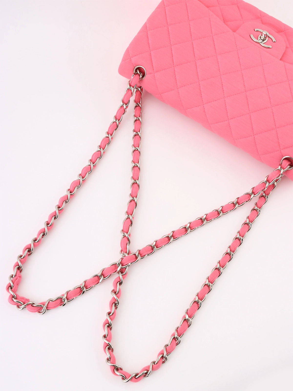 Pink cotton classic flap chain bag, circa 2014