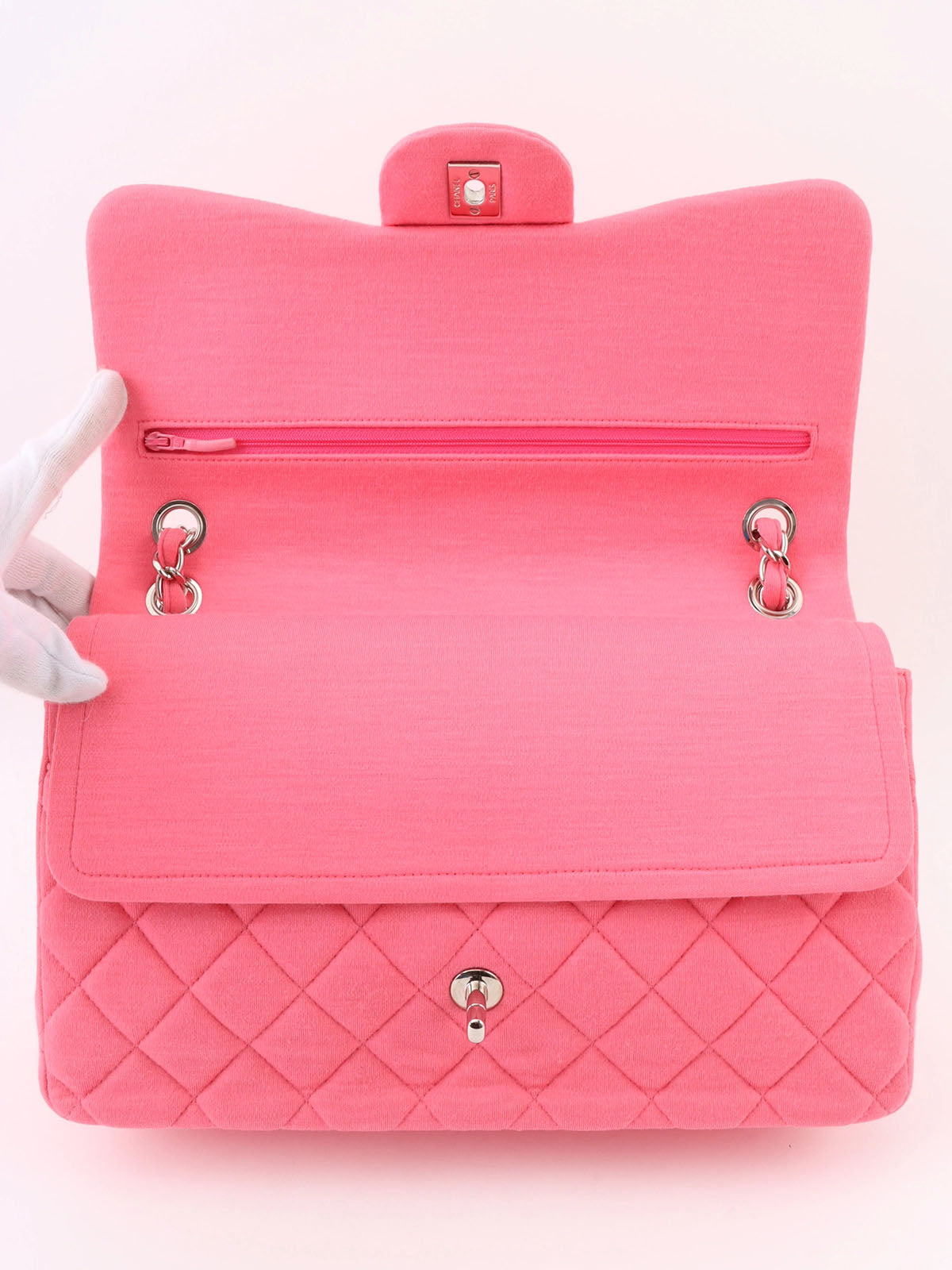 Pink cotton classic flap chain bag, circa 2014