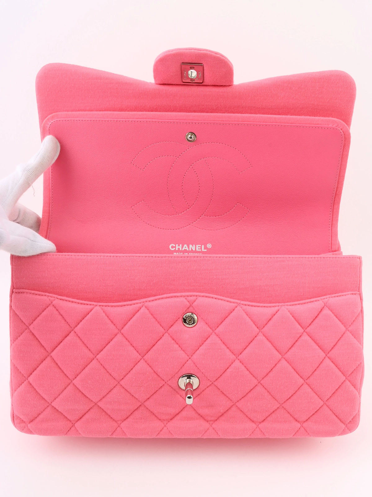 Pink cotton classic flap chain bag, circa 2014