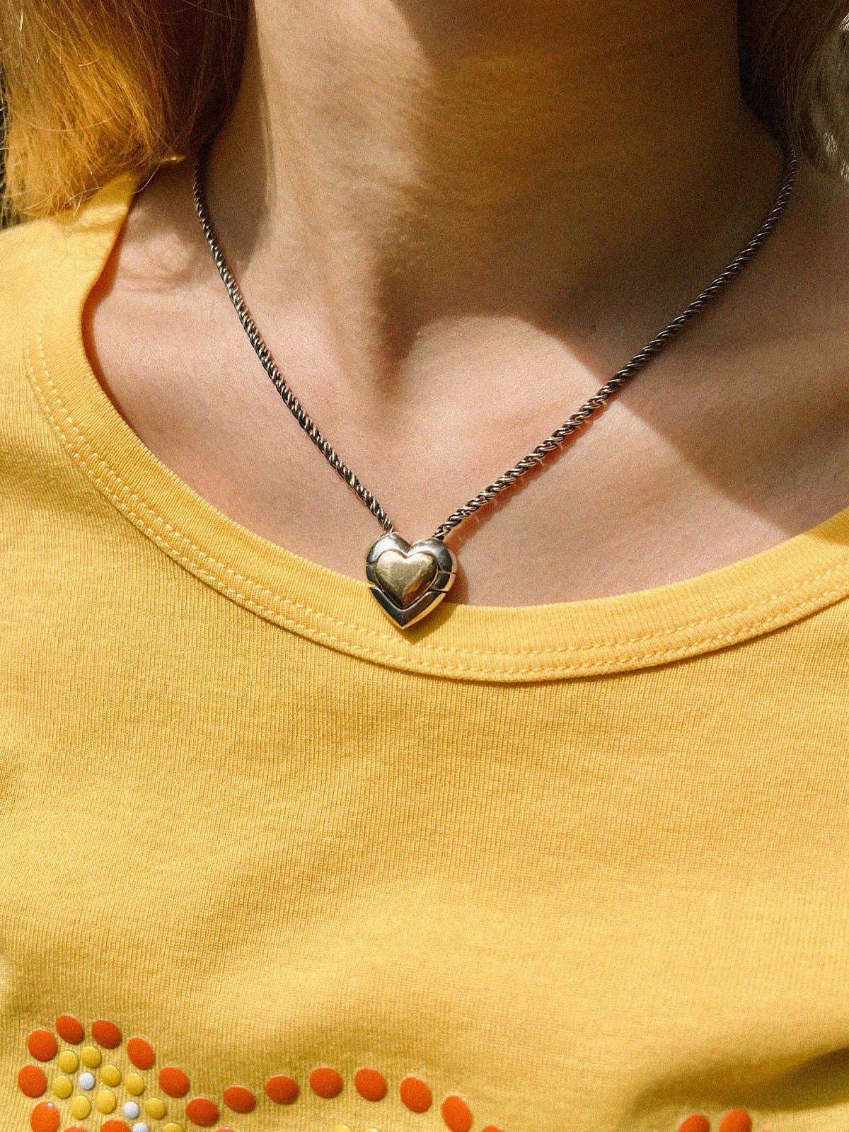 18K925 Heart Puzzle Necklace Silver/Gold