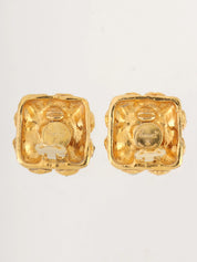 方形水钻耳环金色