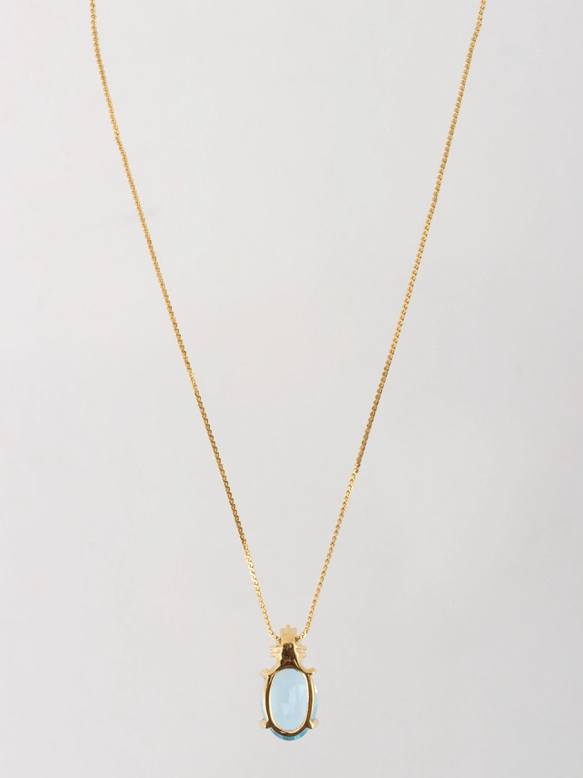 冰蓝色/金色椭圆形水钻项链
