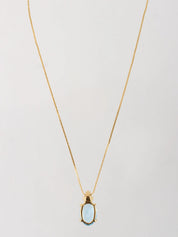 冰蓝色/金色椭圆形水钻项链