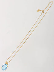 冰蓝色/金色椭圆形水钻项链