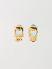 浅蓝色/金色椭圆形水钻耳环