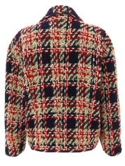 海军蓝/红色/象牙色 Tweed CC Mark 硬币纽扣夹克