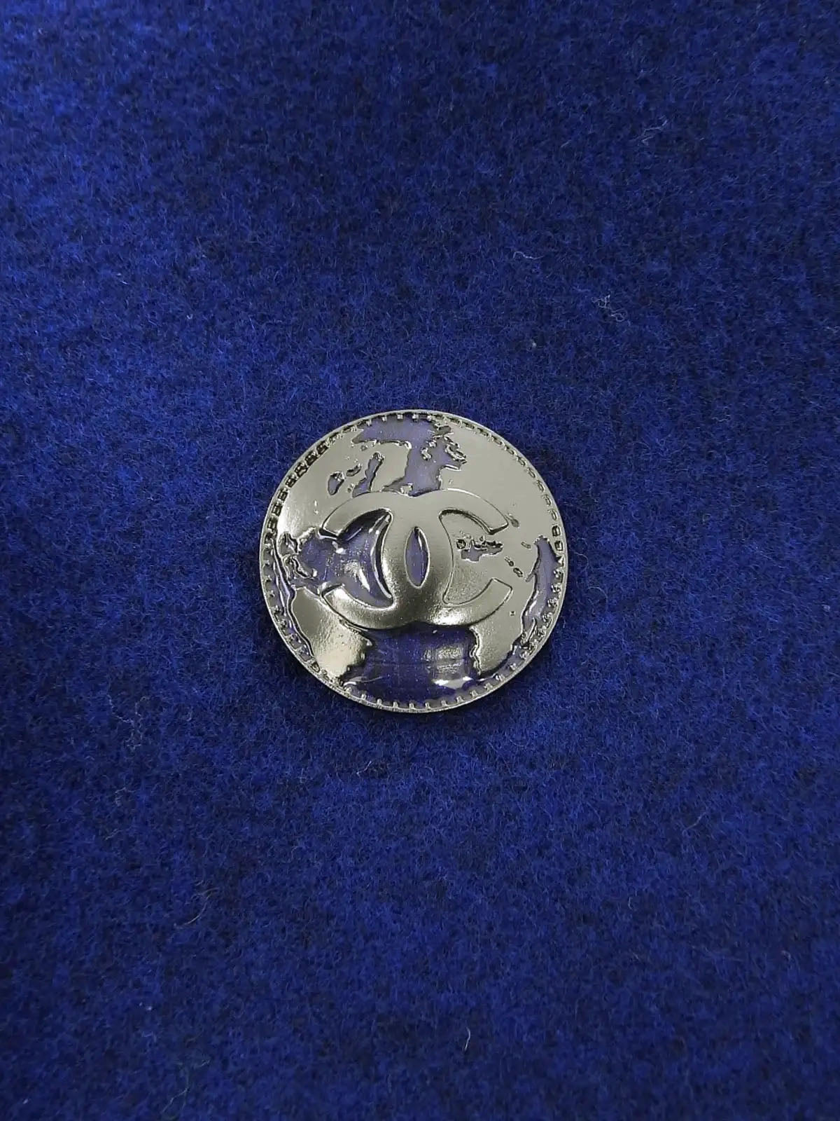 1996 羊毛 CC Mark 纽扣大衣 蓝色