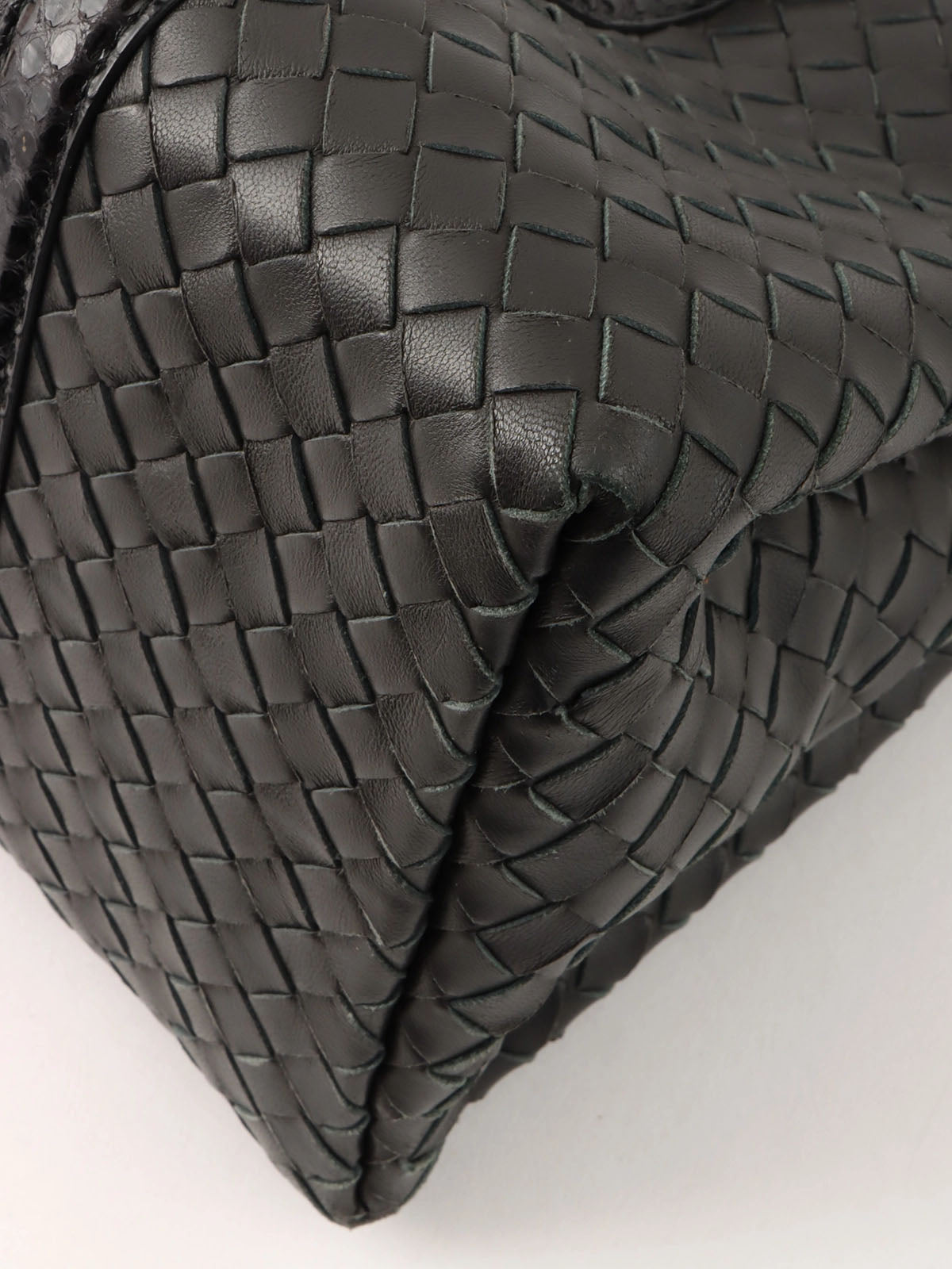 Python Intrecciato Handbag in Black