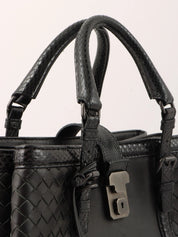 Python Intrecciato Handbag in Black