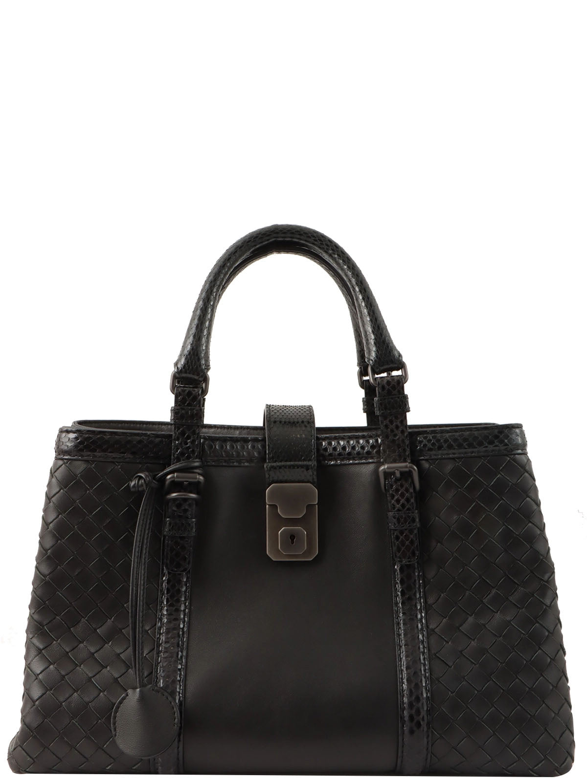 Python Intrecciato Handbag in Black