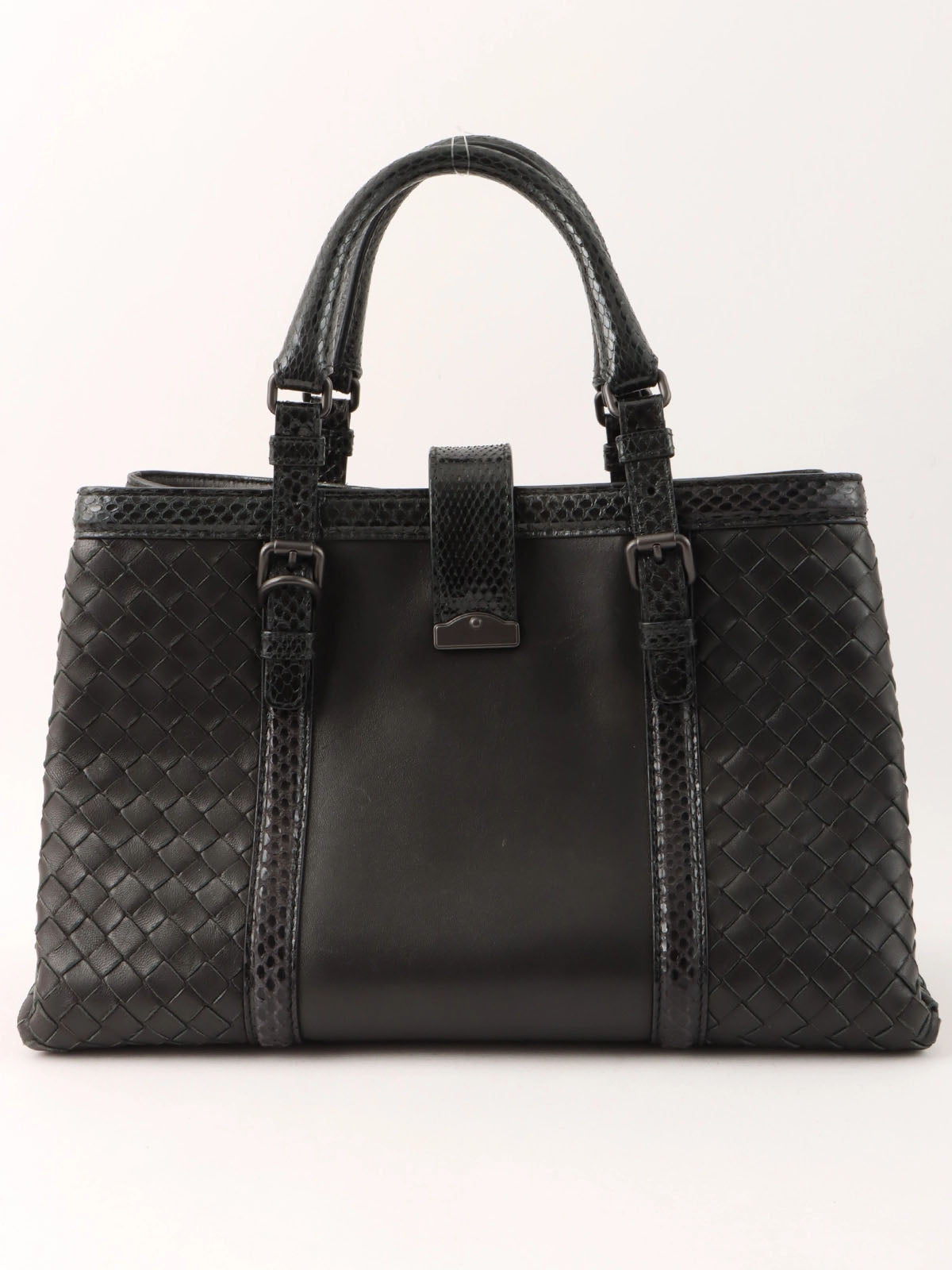 Python Intrecciato Handbag in Black