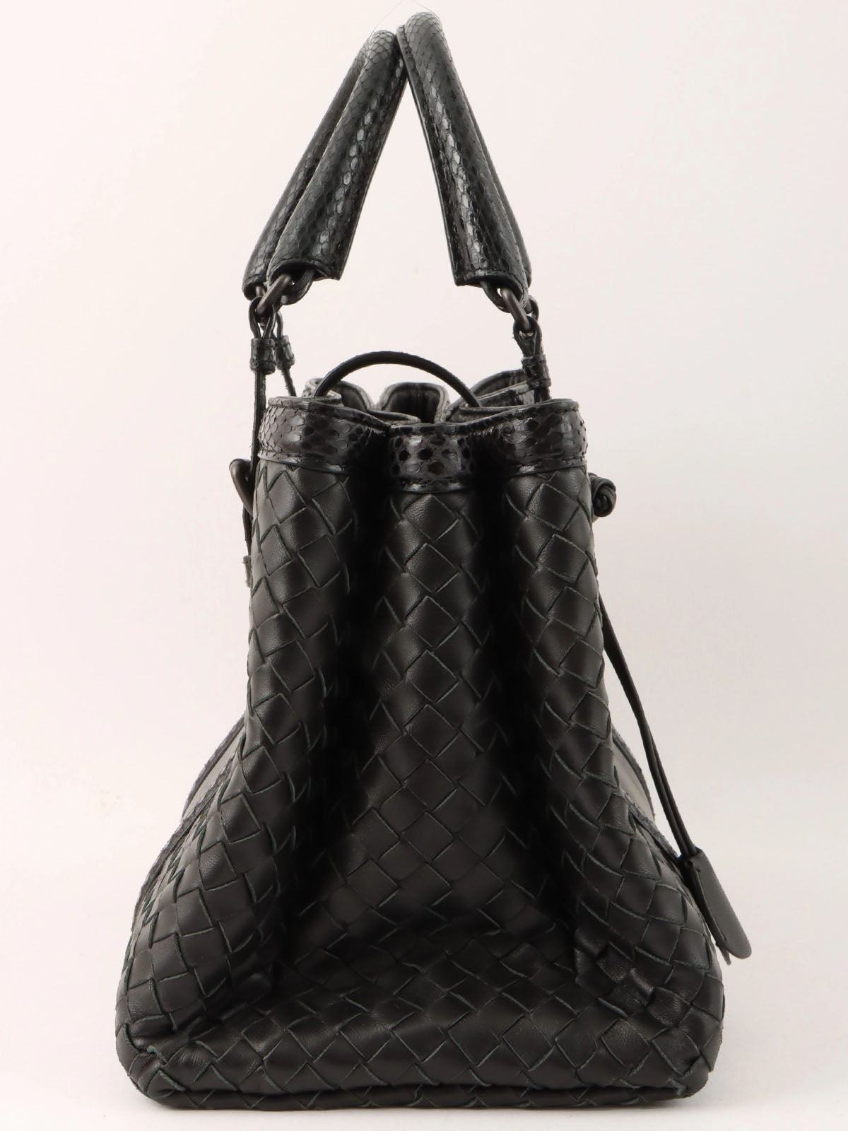 Python Intrecciato Handbag in Black