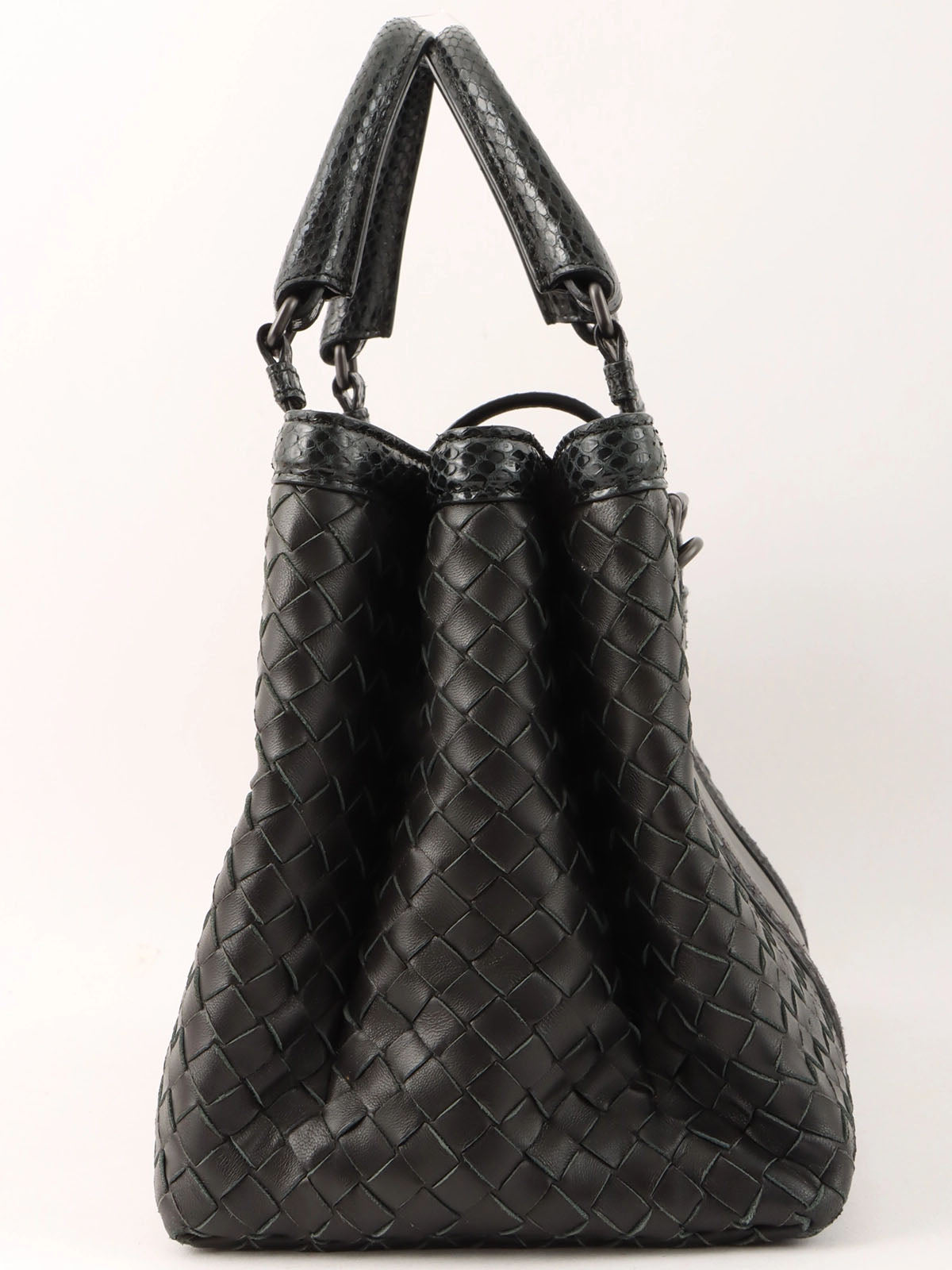 Python Intrecciato Handbag in Black