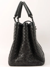 Python Intrecciato Handbag in Black